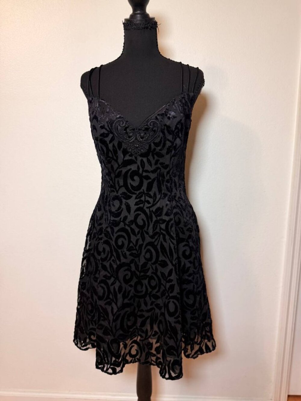 Vintage 90s Jessica McClintock Gunne Sax Burnout Velvet Dress Whimsigoth 9/10